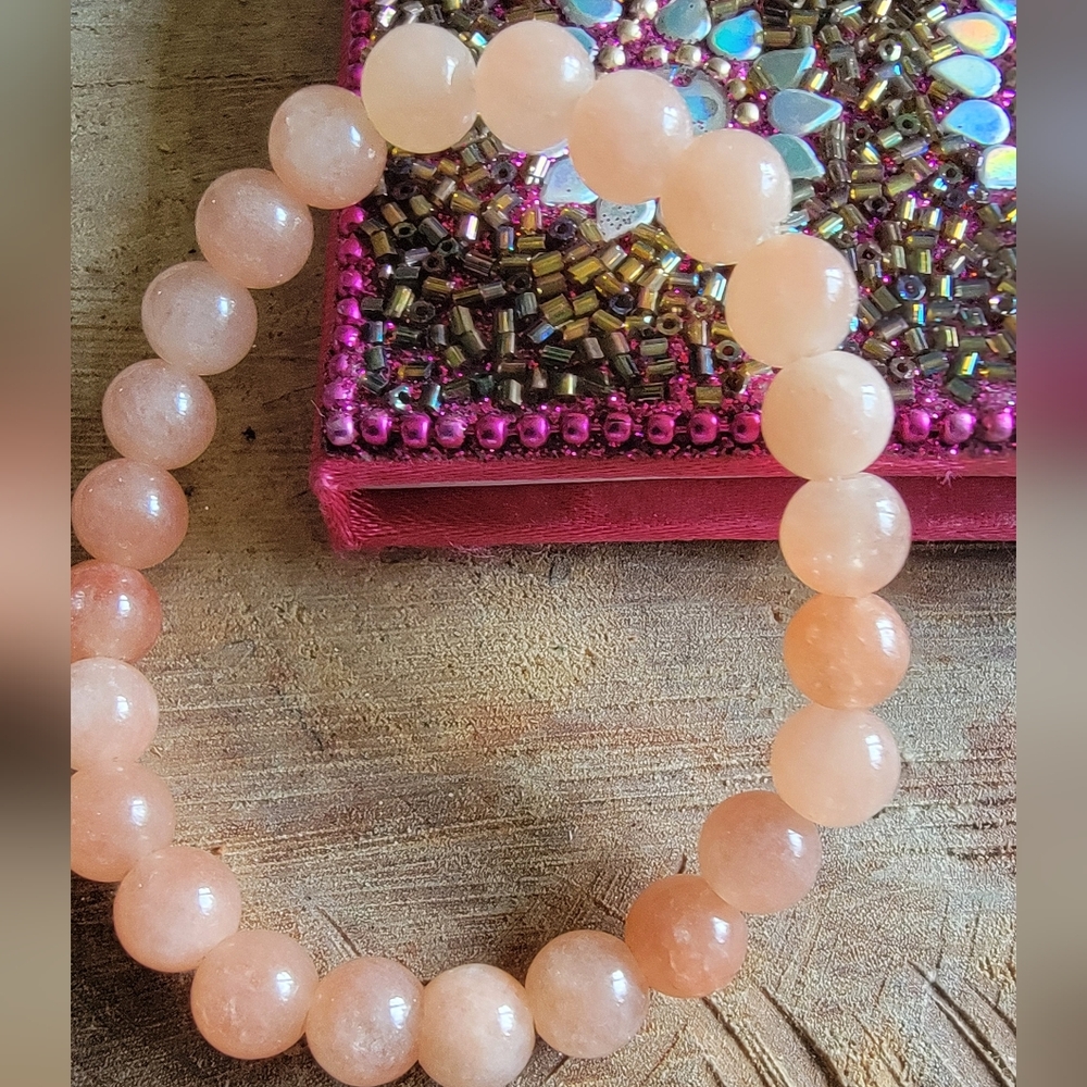 HANCRAFTED Beaded Floral Journal, Carnelian Bracelet & Rose Q. Necklace Set - Picture 2 of 7